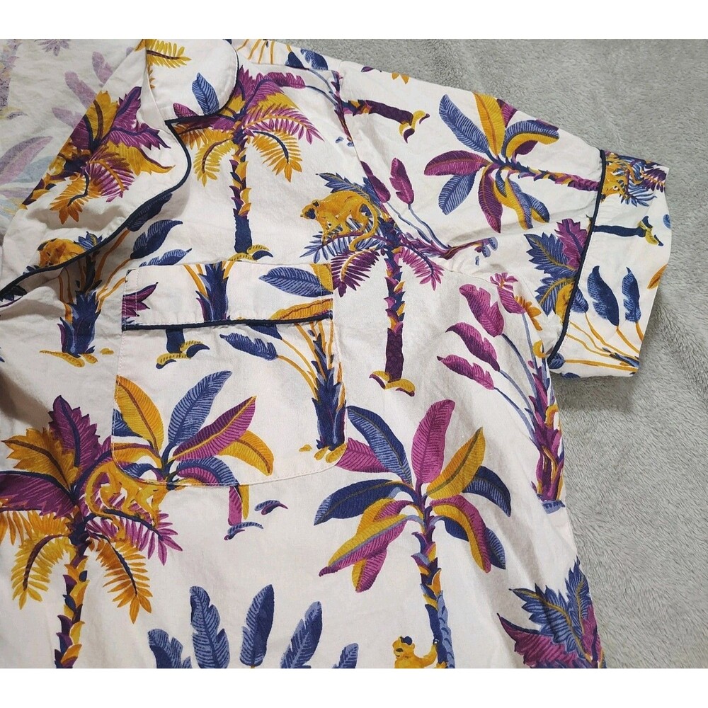 Printfresh Pajama Top Womens XL Pink Monkey Print Cotton Sleep Loungewear - Picture 5 of 7